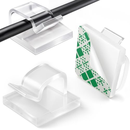 Aujzoo Lot de 50 clips de câble auto-adhésifs pour organiser les câbles et câbles de bureau