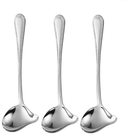 3PCS Cucchiai da Salse in Acciaio Inox, Cucchiaio Piccolo con Beccuccio, Cucchiaio da Cucina in Acciaio Inox per Salsa, Zuppe e Miele, Cucchiaio Piccolo Lavabile in Lavastoviglie