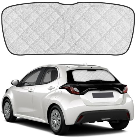 Solskydd bakruta kompatibel med Toyota Yaris 2020–2026, bil solskydd bak vindruta inomhus, vikbart parasoll UV-skydd reflekterande solskyddsfilm