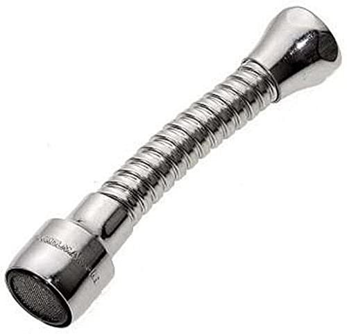 Fackelmann Rompigetto Rubinetto Cromato con Filtro e Tubo Flessibile 108 mm, Prolunga Aeratore Acqua Girevole 360° Anti-Spruzzo Universale per Lavello Cucina e Bagno