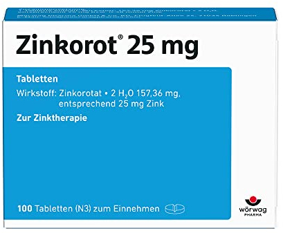Zinkorot 25 Tabletten: Hochdosierte Zink Tabletten mit 25mg Zinkorotat pro Tablette, nur 1x täglich, 100 Stück