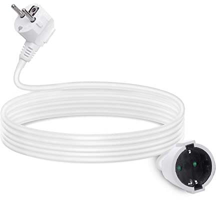 Aigostar Verlängerungskabel 5M Kabel Kabelverlängerungen mit Schutzkontakt Stecker Schuko Verlängerung 16A/250V, Weiß