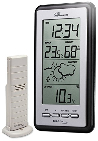 Station météo Technoline Smart Home, alertes Mobile, argenté/Gris, 8,2 x 2,3 x 15 cm, MA10430