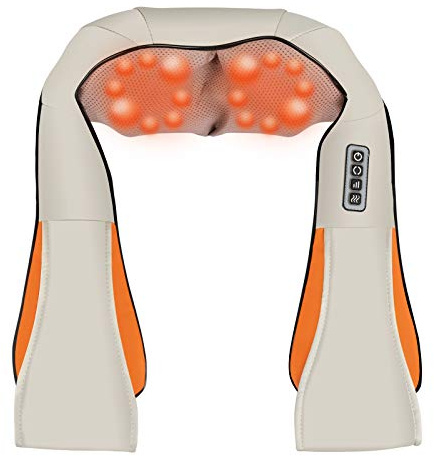 Elettrico 3D Shiatsu Massaggiatore con Il Calore per Profondo Impastamento Massaggio Collo Schiena e Spalle Tre Velocità per Uso Domestico e Ufficio