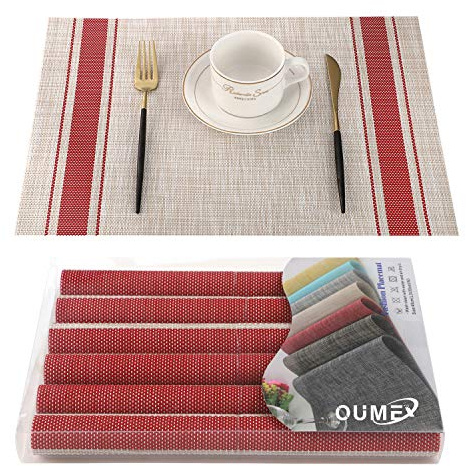 OUME Manteles Individuales de Mesa Lavable Antimanchas Antideslizante Resistente Al Calor PVC Vinilo Salvamanteles Individuales