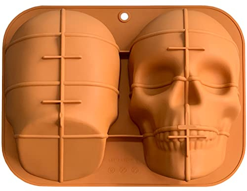 JETKONG Large Skull Cake Pan Haunted Skull Baking Cake Mold for Halloween and Birthday Party (Brown)