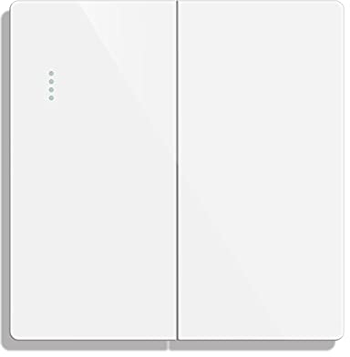 CNBINGO Big Rocker Button Switch with Phosphor Dots, Modern Gloss White Wall Plate, Electrical Double Light Switch, 2 Gang 2 Way, 16A 250V