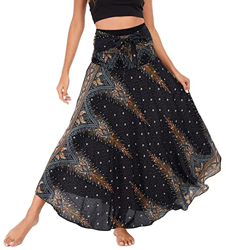 FEOYA Gonna Lunga Vita Alta Donna Estiva Abito Bohemien Spiaggia Eleganti Casual Vacanza 2 Articoli in 1 Stile 13