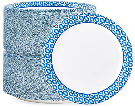 MUCHII 8.375 Inch Disposable Paper Plates, 300 Count Soak and Cut Proof Printed Paper Plates for Daily Use, Holiday for Family Gatherings, Parties, Picnic