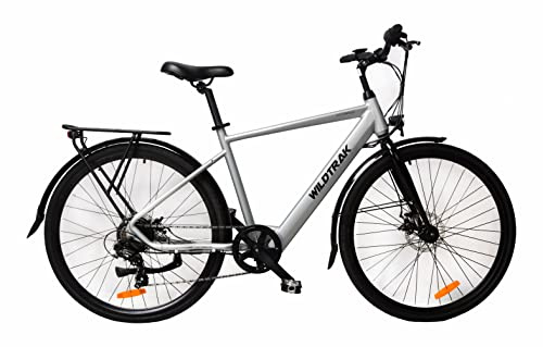 Wildtrak 700C Trekking Cotswold Bicicleta Eléctrica de Aleación, 7 velocidades, Gris Plata