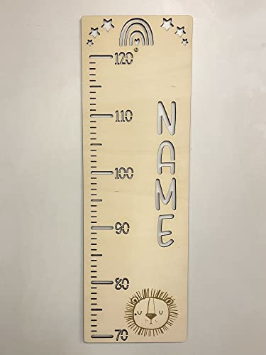 DRYSSON Lejon, mätsticka för barn med önskat namn, individuell av trä, mätning, latte, mått, barnmått, mätlist, personlig, barn, flickor, pojkar, babyrum, barnrum
