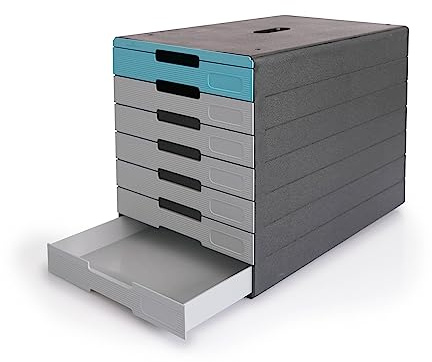 Durable Idealbox Pro Schubladenbox, DIN A4, 7 Fächer, blau, 776306