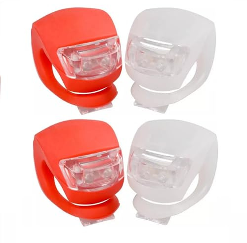 BARAC 4 Piezas Luces Bicicleta LED Kit de Luz Delantera y Trasera Clip-On Silicona Impermeable para Ciclismo Nocturno y Actividad en Aire Libre