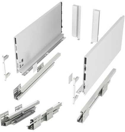 SOTECH Sistema de cajones JUNKER SLIM con Push to Open (blanco, altura 199 mm, profundidad 450 mm, cargable hasta 35 kg) cajón con marcos de cajón de 13 mm