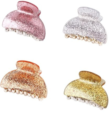 4 Piezas Pinzas para el Cabello de Cangrejo, Pinzas para Cabello con Purpurina Acrílica, Pinza Grande Antideslizante, Accesorios de Belleza de Moda para Mujeres Y Niñas (4 Colores)