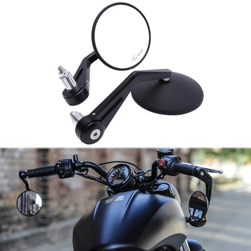 KEEPDSGN Espejo Retrovisor para Manillar Aprobado E9, 7/8 pulgadas Espejos Laterales para Motocicleta Universal Compatible con Yamaha Kawasaki Suzuki Honda MT07 MT09 Z750 CB125R Z900 XSR700 Bobber
