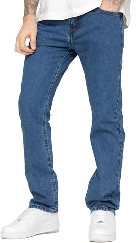 BRAND KRUZE Mens Straight Leg Jeans Casual Cotton Regular Fit Denim Pants for All Waist Sizes