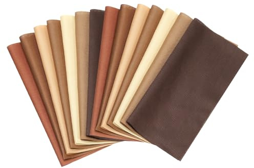 PATIKIL Cotton Fabric Bundles, 14 Pcs 10 x 10 Inch Fat Quarter Solid Color Precut Fabric Squares for Sewing Patchwork Quilting DIY Crafts, Brown