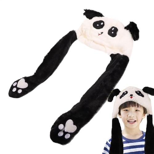Sombrero de bufanda de panda, novedoso gorro con capucha, gorro de animales de invierno iluminados, divertidos sombreros con capucha de animales con orejas móviles para fiestas de juegos de rol