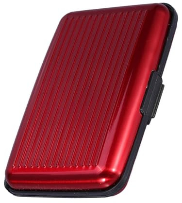 CUEMOON Étui pour cartes de crédit en aluminium idéal comme étui pour cartes, cartes de visite, étui NFC et RFID pour cartes de crédit, cartes d'identité, cartes bancaires, rouge, 11*7.5*2cm