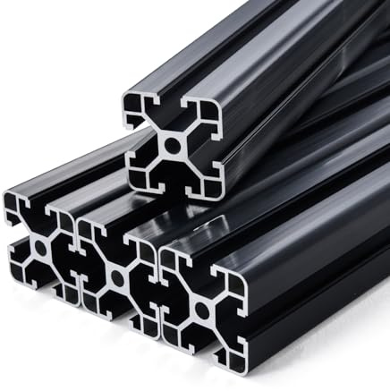 VEVOR Profilés d'Extrusion en Aluminium 4040, Lot de 4, Rail Linéaire Anodisé Norme Européen Rainure en T 1000 mm, Haute Résistance, pour Imprimante 3D, Machine Bricolage CNC, Gravure au Laser, Noir