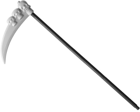 Grtheenumb Grim Reaper Scythe, Grim Reaper Scythe 35x14 Inch Plastic Skeleton Toy Weapons Removable Prop Faux Sickle Halloween Props for Kids Adults