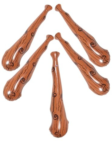 SEWOART 5 pezzi Mazze da Baseball Gonfiabili in PVC Effetto Legno Giocattoli Gonfiabili Leggeri per Feste di Compleanno Accessori Sportivi Riutilizzabili e Resistenti per Animazione e