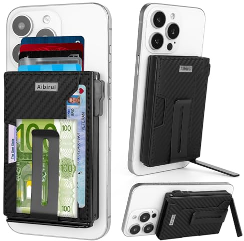 Aibirui für Magnetic Wallet mit 4000g Magnetstärke, Pop-up 8 Kartenhalter, Geldklammer & Handy-Ständer, RFID-Schutz, Veganes Leder, Kompatibel mit iPhone 17/16/15/14/13/12 Serie