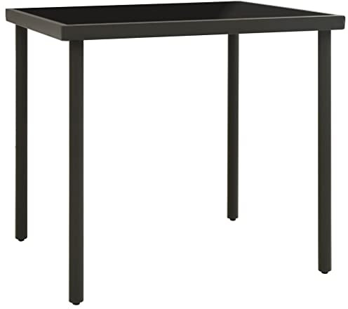 Owoxanthellate Garten-Esstisch Anthrazit80x80x72 cm - Quadratischer Gartentisch mit Glasplatte und pulverbeschichtetem Stahlgestell für Garten, Terrasse und Außenbereich