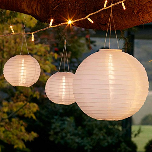 Lights4fun 3er Set LED Solar Lampions Weiß - Laterne für Außen Hängend - Gartenleuchten Wetterfest - Outdoor Beleuchtung