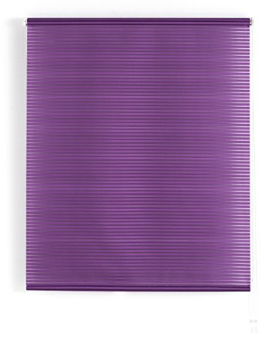Blindecor Iris | Estor enrollable Traslúcido Rayado | Violeta | 140x180 cm (ancho x alto) | Tamaño de la tela 137x175 ( ancho x alto )