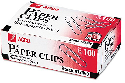 ACCO Premium Paper Clips, Size #1, 100/Box, 10 Boxes/Pack