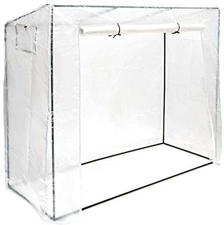 Relaxdays 10020036 Serre de jardin à tomates XL Bâche avec toit incliné Châssis et housse protection plantes 160 x 200 x 82 cm Tente légumes vert fleurs,Blanc