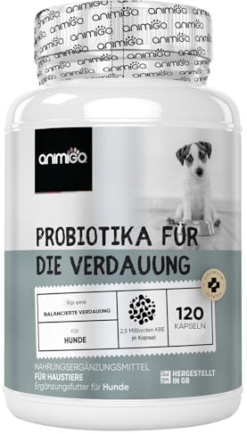 Probiotika für die Verdauung bei Hunden - 120 Darm Kapseln - Geeignet für kleine bis große Hunde - Mit Lactobacillus, Leinsamen - Alternativ zu Probiotika Tabletten & Probiotics Snacks - animigo