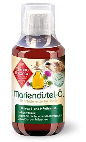 ChronoBalance 100ml Mjölktistelolja för Hundar – Kosttillskott med Vitamin E, Omega-6 och Omega-9 – Stödjer Leverhälsa, Hud och Päls – Med Mätskopp