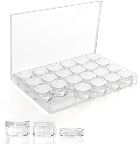 BELLE VOUS Klare Kunststoff Perlen Aufbewahrungsbox - 24 Herausnehmbare Kleine Behälter mit Deckel zur Diamond Painting Aufbewahrung, Schmuck, Kleine Perlen, Ohrringe, Glitzer & Stickerei