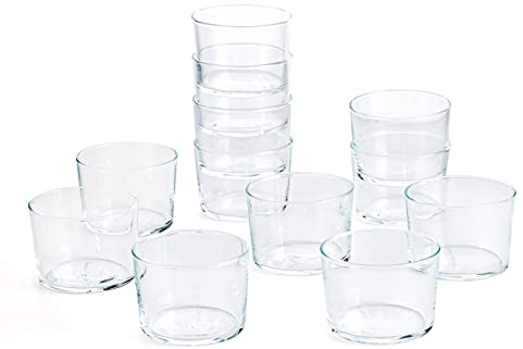 Set de 12 vasos de cristal 23 cl, modelo Chiquito, juego de vasos bajos para agua, bebidas, 8 x 5,7 cm, resistentes, ligeros, aptos para lavavajillas