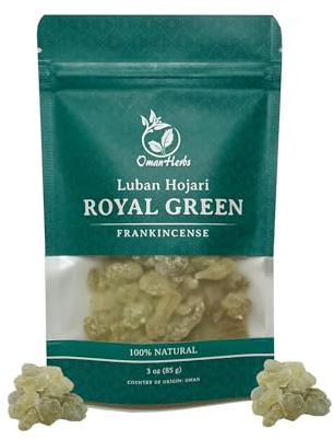 Royal Green Frankincense Hojari from Oman Boswellia Sacra Pure Incense Chruch Incense Olibanum luban (3 oz)