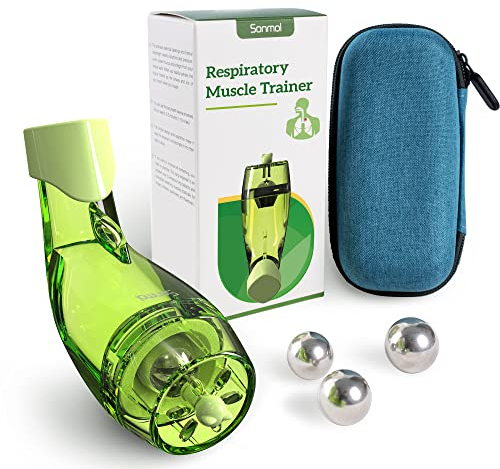 Sonmol Lungentrainer, Atemtrainer verbessert Lungenfunktion bei langfristiger Anwendung, ideal für COPD, Asthma Patienten, 3 Größen Edelstahlkugeln für die Meisten Atemwege OPEP Therapie