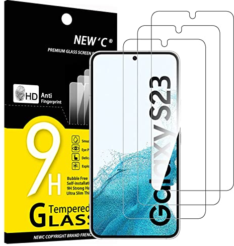 NEW'C 3 Stück für Samsung Galaxy S23 für Panzerglas, Frei von Kratzern, 9H Härte, HD Displayschutzfolie, 0.26mm Ultra-klar, Ultrabeständig