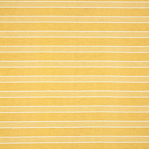 DecoHomeTextil Heimtextilmanufaktur Tischläufer Läufer aus Mischgewebe mit Saumrand Eckig 40 x 140 cm Bilbao Streifen gelb Gartentischdecke Wasserabweisend