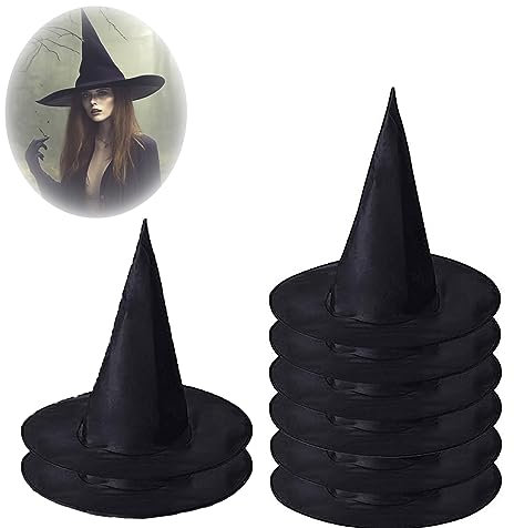 8er Pack Hexenhut Schwarz Halloween Party Hüte Kostüm Zubehör Kostüm