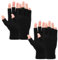2 Pair Fingerless Cashmere Warm Gloves - Thickened Knit Touchscreen Stretchy Mittens for Men & Women - Black + Grey