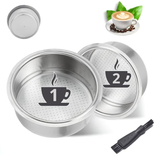 2x1 Filtros Presurizados para Cafetera Cecotec de 1 y 2 Tazas (51mm) - Pack 2 Filtro de Repuesto Resistentes y de Fácil Limpieza - Accesorios de Reemplazo Duraderos para Cafetera Expresso Cecotec
