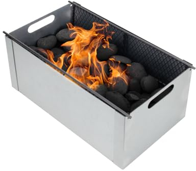 AJinTeby Holzkohlegrill Räucherbox für Oklahoma Joe's 3697490W01, Holzkohlekorb für Oklahoma Joe's Judge Holzkohlegrill, Holzkohlegrill Smoker Box Ersatzteile für Char-Griller 50/50