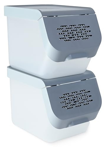 Go Practic Aufbewahrungsbox Set 2x10L Für Küche Aufbewahrung Von Obst Gemüse Küchenutensilien Behälter Kartoffel Zwiebel Knoblauch Kartoffelaufbewahrung Kartoffelbox Mit Entnahmeklappe Küchenzubehör