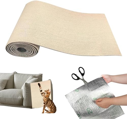 40cmx200cm Kratzmatte Katze Wand, Kratzschutz Sofa Katze, DIY Zuschneidbare Kratzmatte Katzen, Selbstklebend kratzteppich Katze, Kratzwand für Katzen, Katzen Kratzschutz für Sofa Couch Möbel Tür Wand