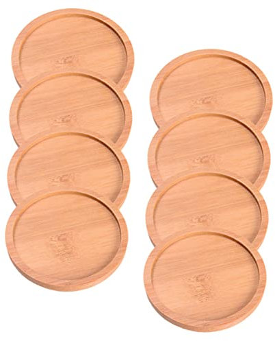 Happyyami 8stücke Runder Bambus-blumentopf-untersetzer Wasserdichter Pflanzenschalen-Tray Für Einfache Pflanzenpflege Praktisch Für Balkon Fensterbank Schreibtisch Für