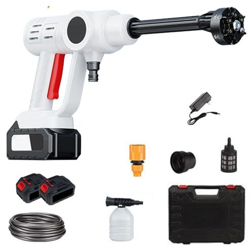 Idropulitrice a batteria 21 V multifunzione 6 in 1 per auto e giardino (bianco)