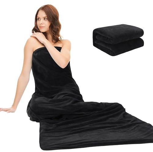 PGPBVLVGHM Serviette de Sauna, Couverture absorbante, Accessoire de Sauna de Luxe(Noir)